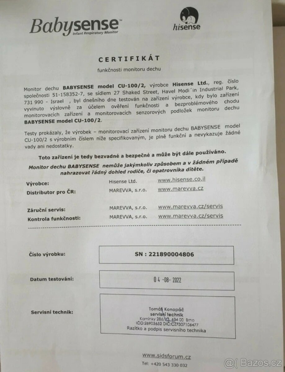 Monitor dechu Babysense Pro 2 - 6