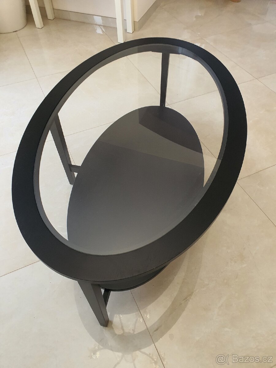 Konferenční stůl / stolek oválný a skleněný - 6
