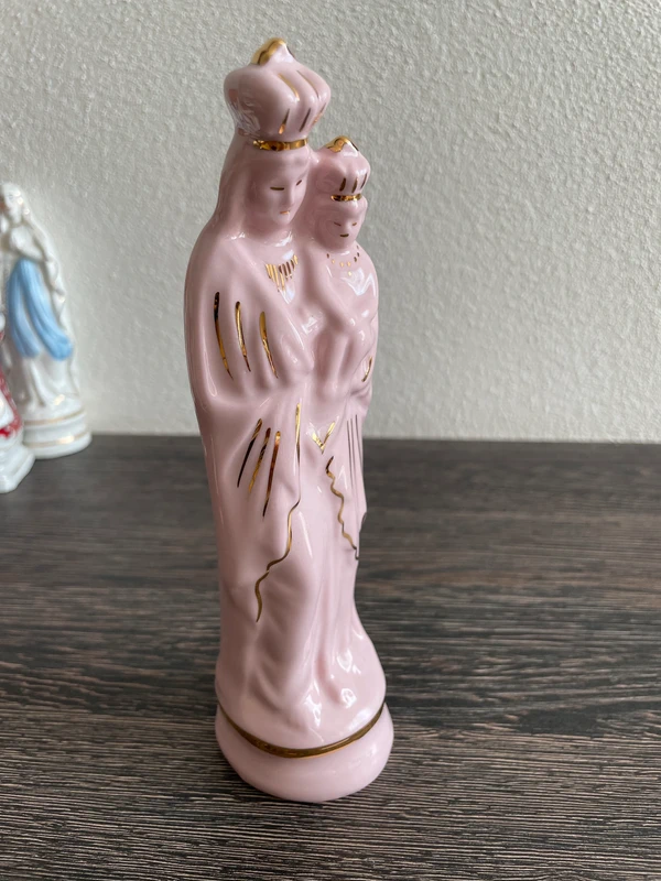 Sběratelská soška růžový porcelán Marie Lurdská - 6