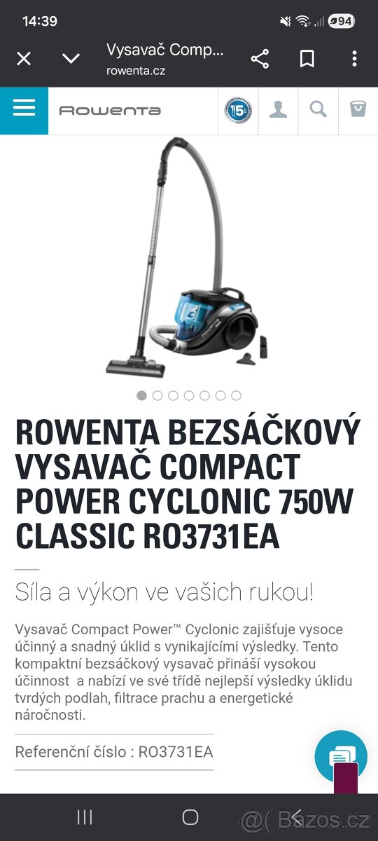 Rowenta bezsáčkový vysavač - 6