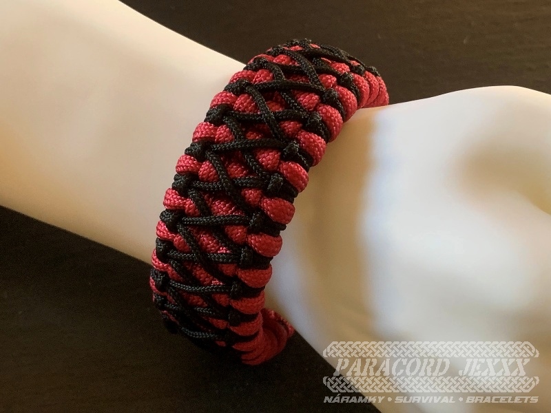 Paracord náramek (19 cm) burgundy - black - 6