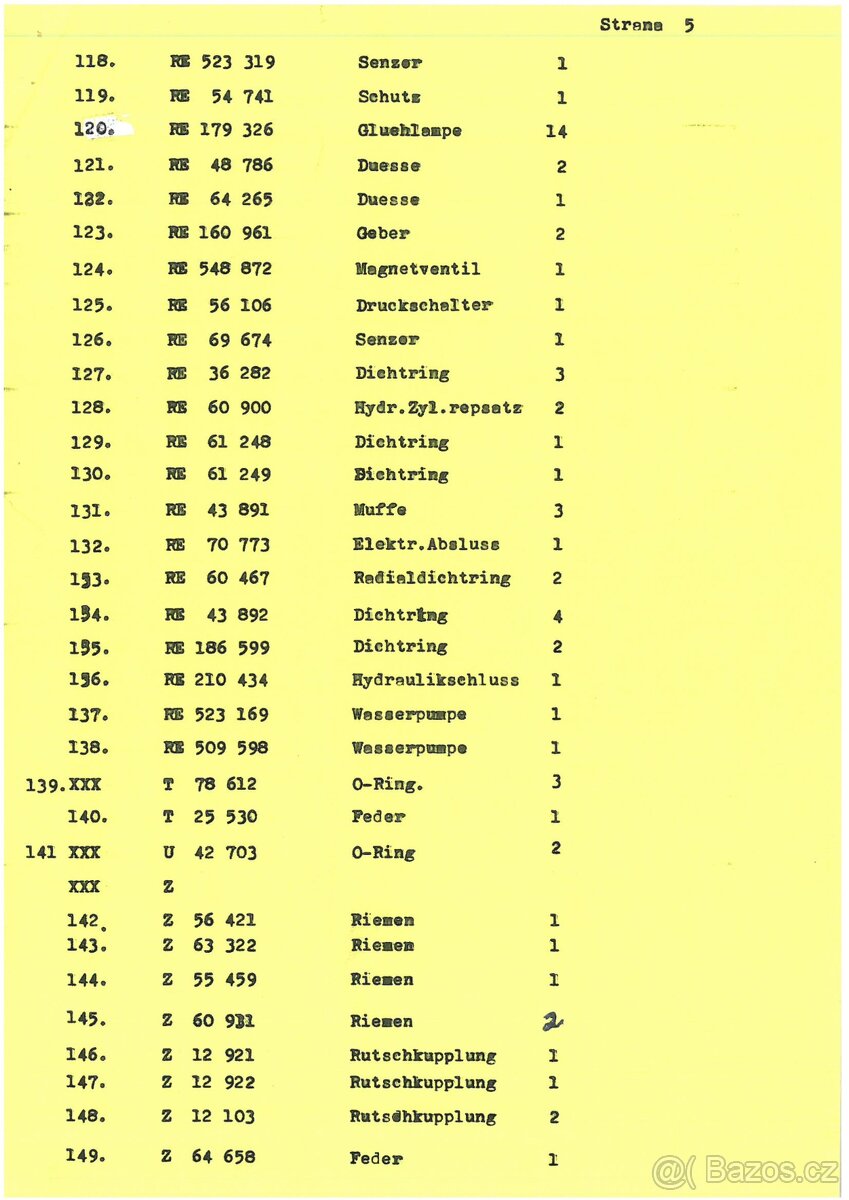 John Deere - náhradní díly a spotřební materiál - 6
