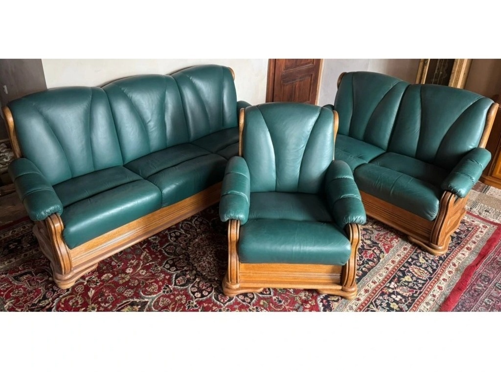 Dubová rustikální kožená souprava 3+2+1,3332 - 6