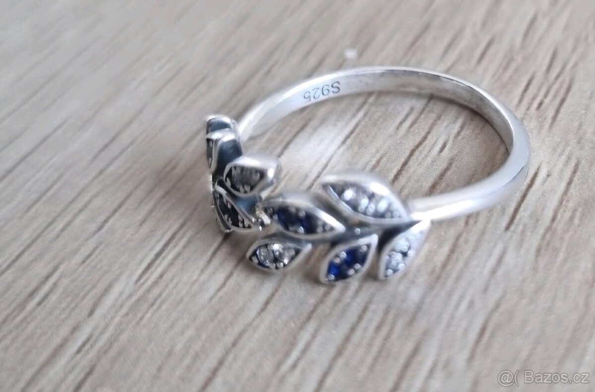 Nový dámský stříbrný prsten prstýnek 925 s lístečky vel 56 - 6