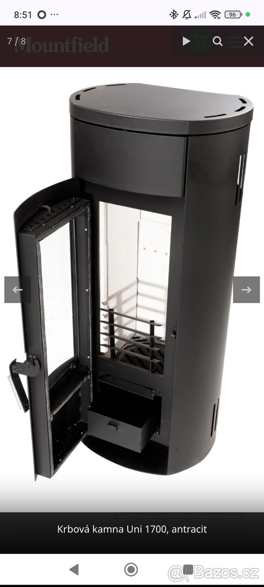 Krbová kamna Uni 1700, antracit - 6