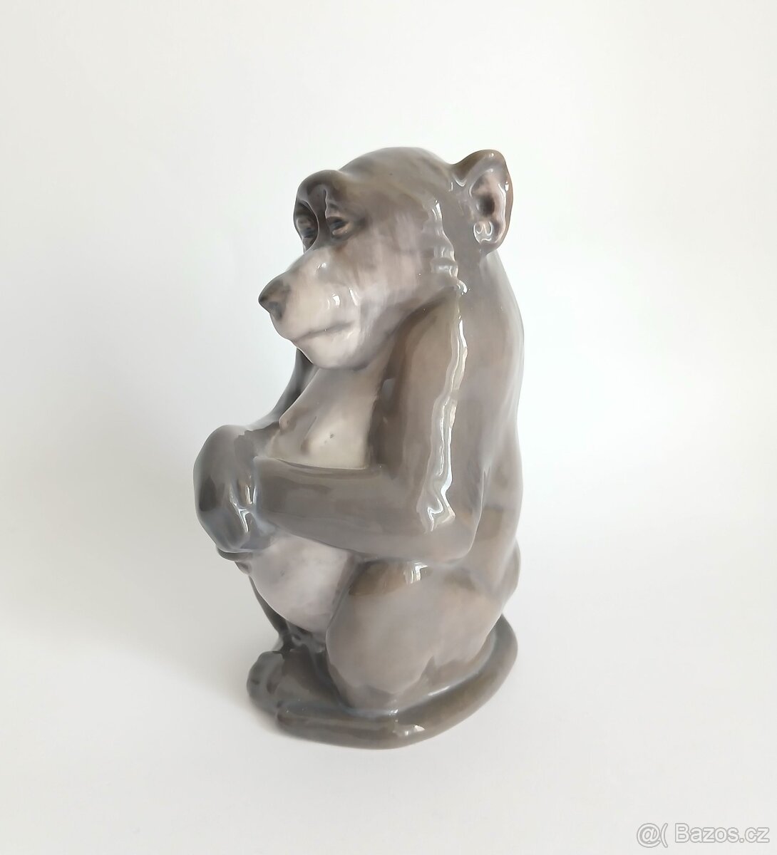 Starožitná porcelánová figurka opice - Královská Kodaň - 6