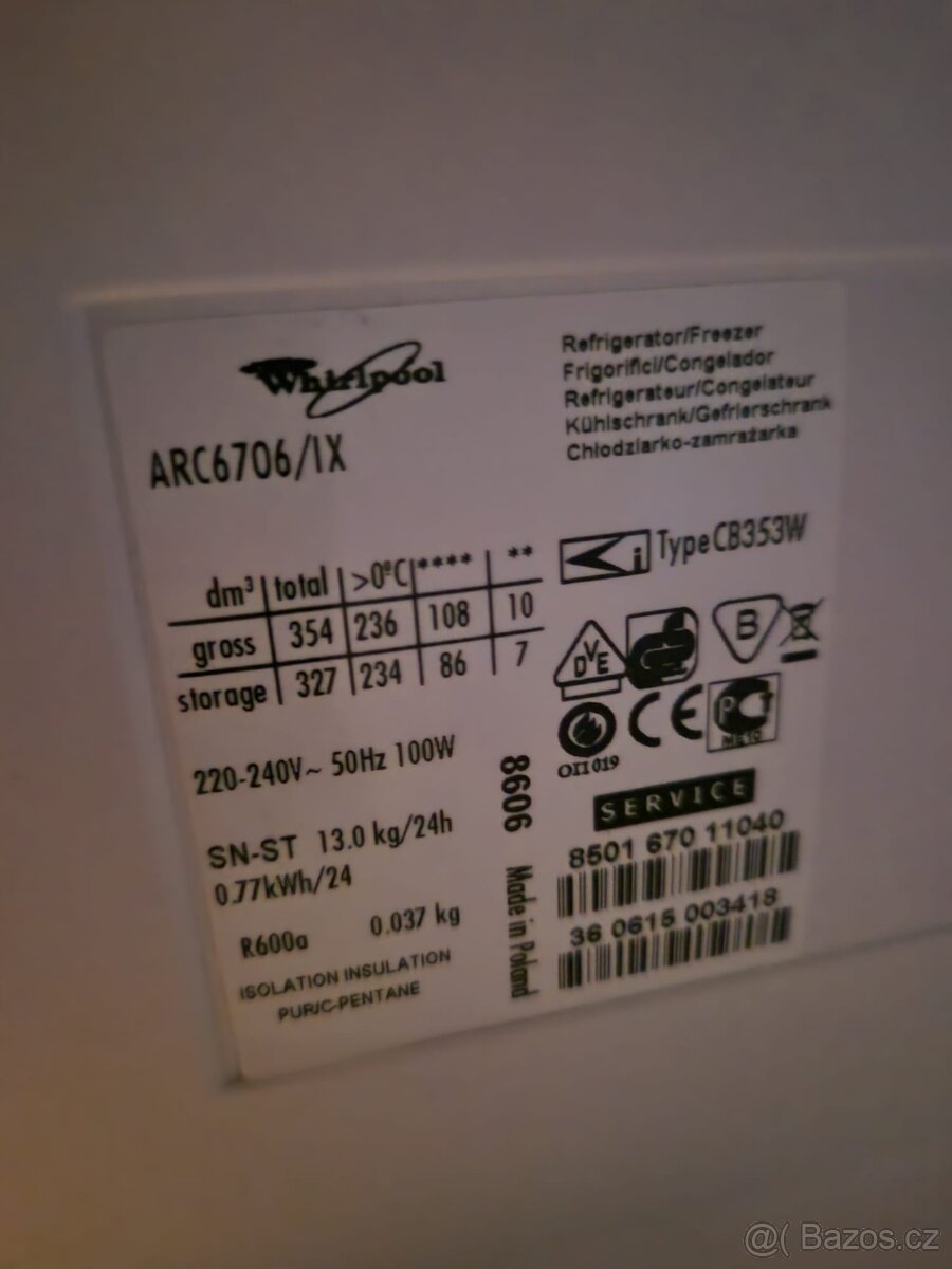 Vysoka lednice s mrazakem Whirlpool - 6