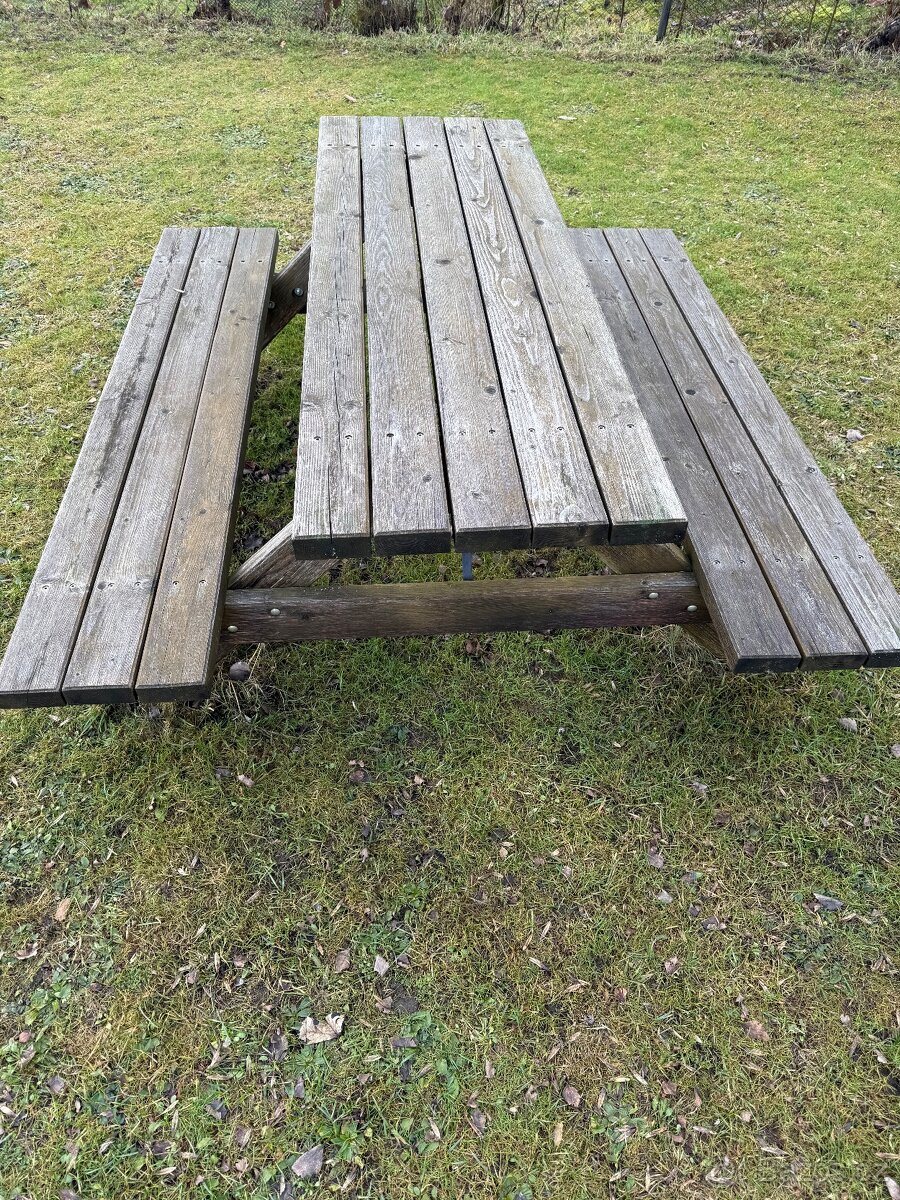 Zahradní lavice dřevěná stůl pivní set - 6