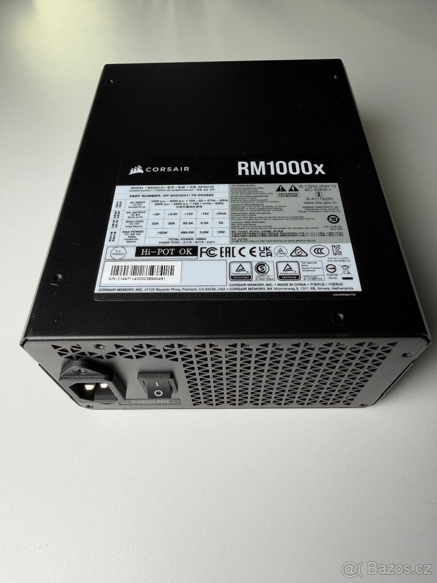 Corsair RM1000x 1000W Gold – Plně modulární, Top Stav - 6