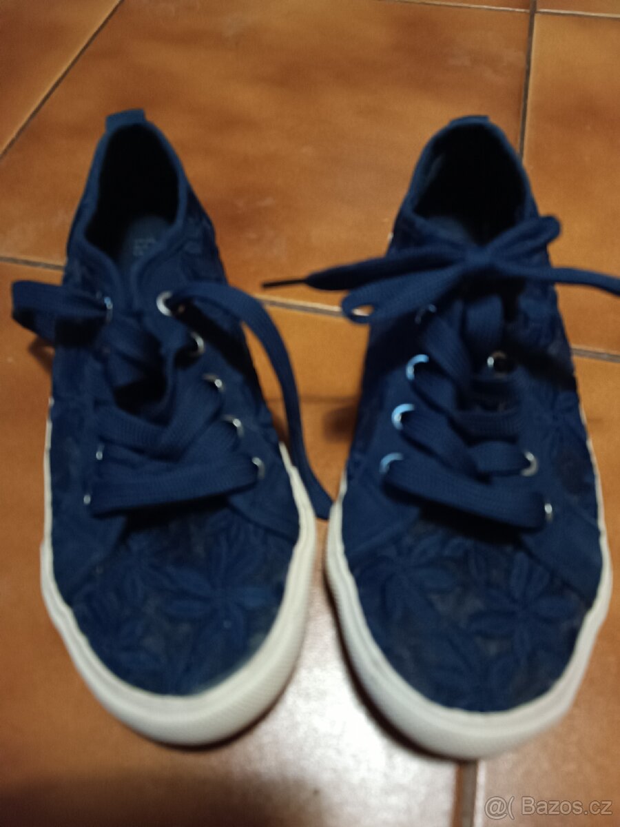 Tenisky, kecky krajkové modré dívčí 38 - 6