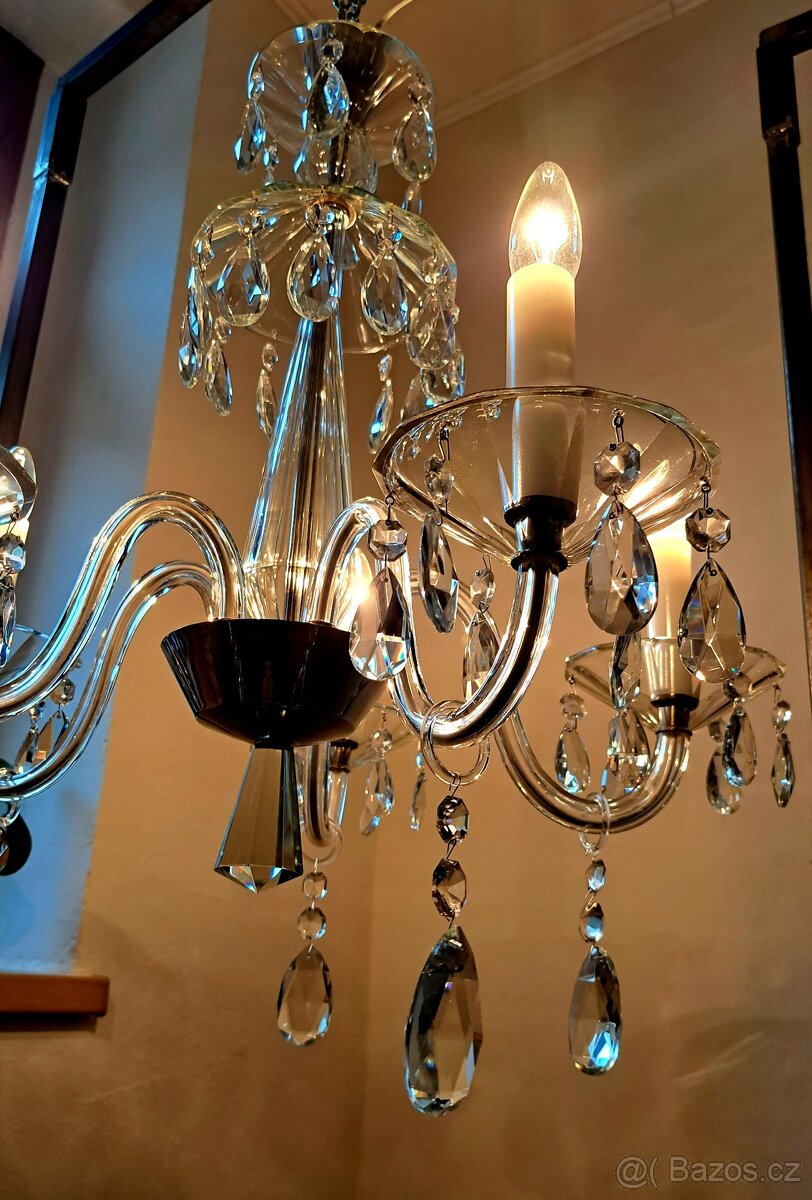 Starožitný skleněný lustr 1920-30 - 6