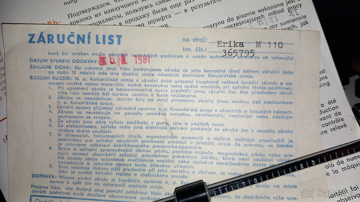 Kufříkový psací stroj ERIKA M110 - 6