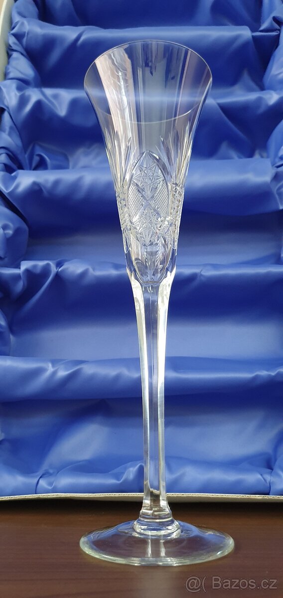 Broušený křišťál, flétny na šampaňské 6 ks - 6