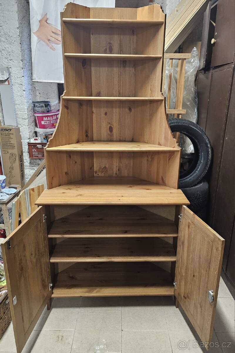 Rohová skříň Ikea Leksvik mořidlo antik - 6