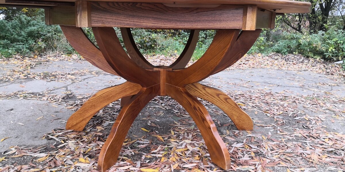 Masivní rozkládací stůl + 6x masivní židle - 6