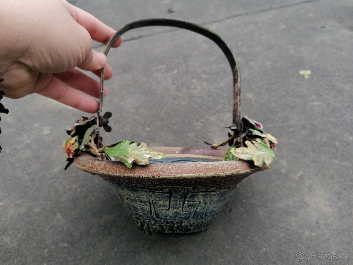 Predám keramická váza a košík - 6