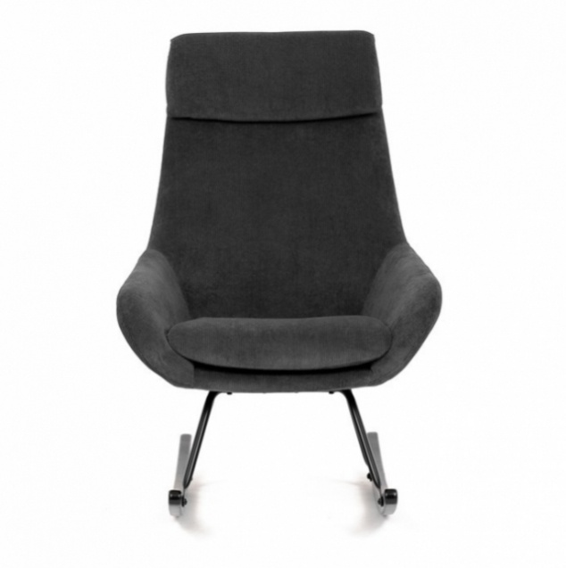 Stylové houpací křeslo s potahem v žluté a šedé barvě - 6