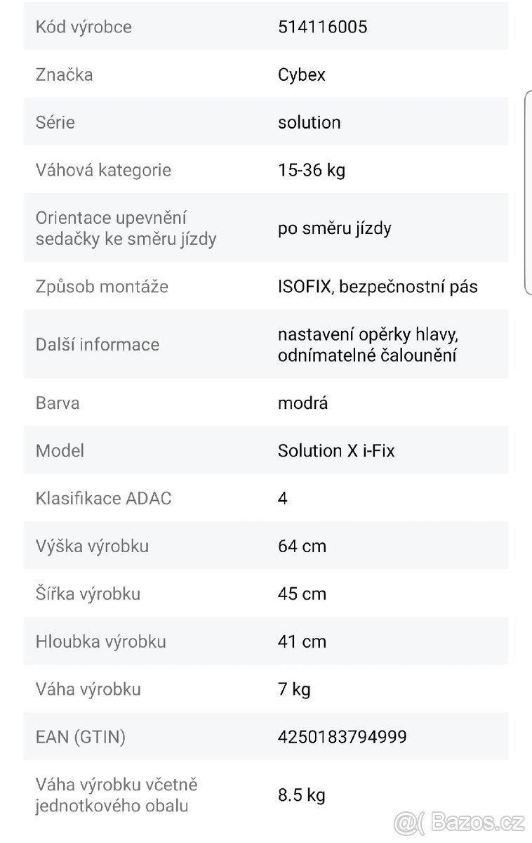 Autosedačka Cybex Solution X-Fix 15-36 kg - 6