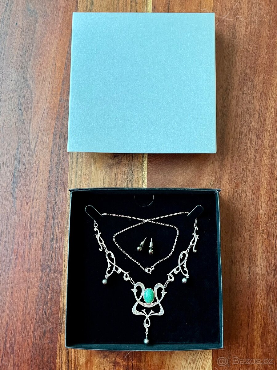 Secesní náhrdelník s náušnicemi - 6