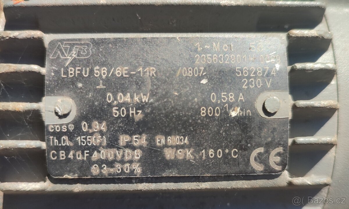 Elektromotor s převodovkou. 2ot./min. 220V. - 6