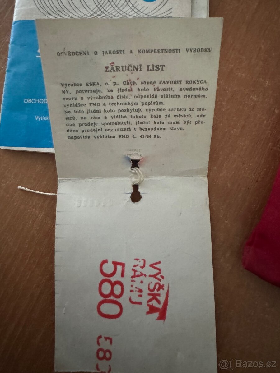 Kolo Favorit – původní stav, kompletní výbava - 6