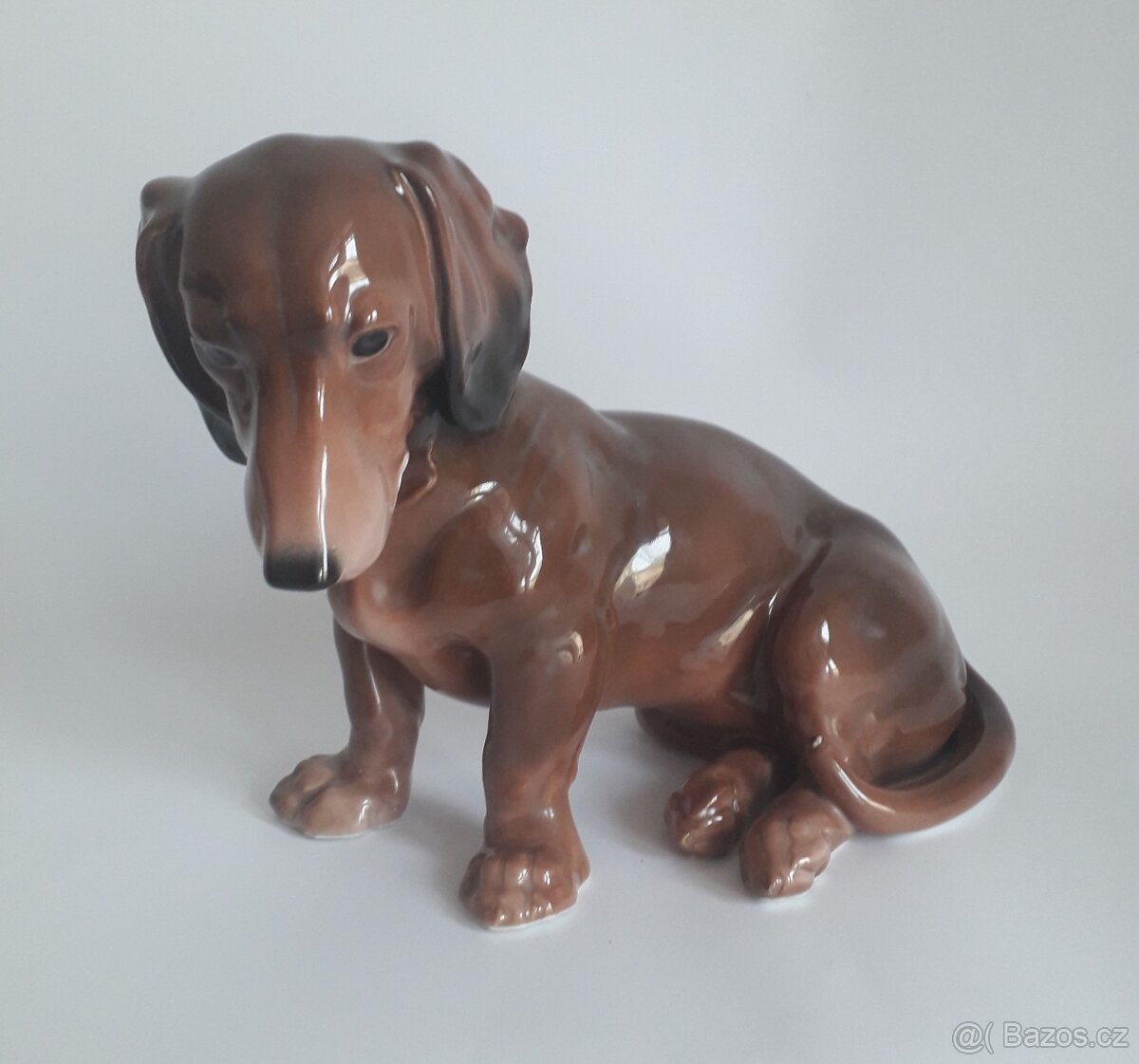 Starožitná porcelánová figura jezevčíka - Karl Ens - Německo - 6