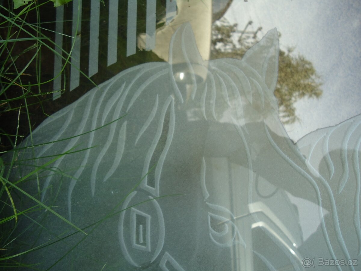 Skleněná výplň do dveří - motiv koně - 6