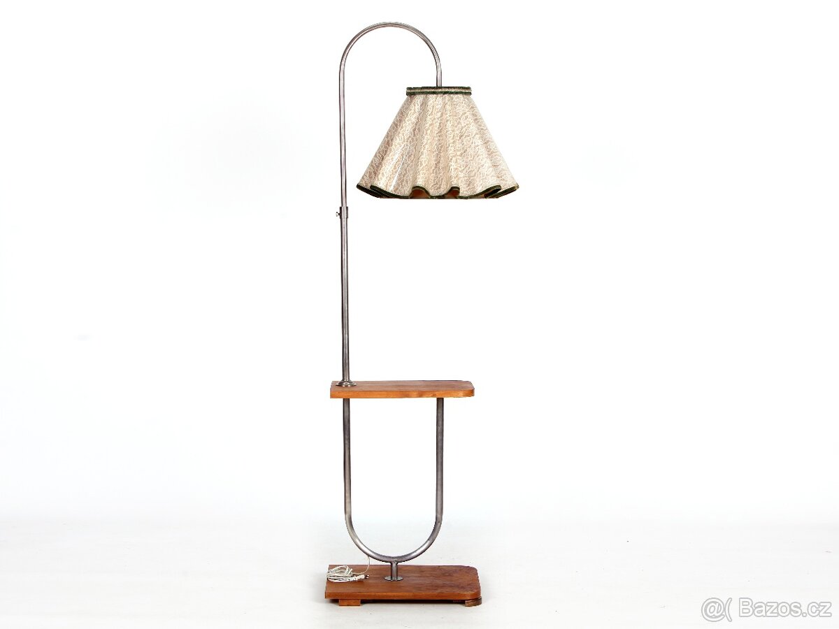 Zachovalá starožitná stojací lampa, ořech. - 6