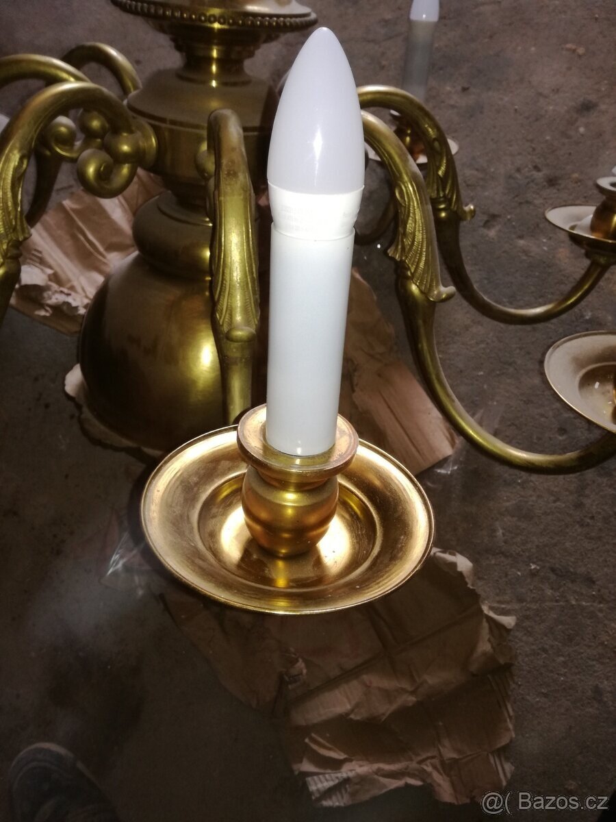 STAROZITNY VELKY MOSAZNY LUSTR 17.TI STOLETI - 6