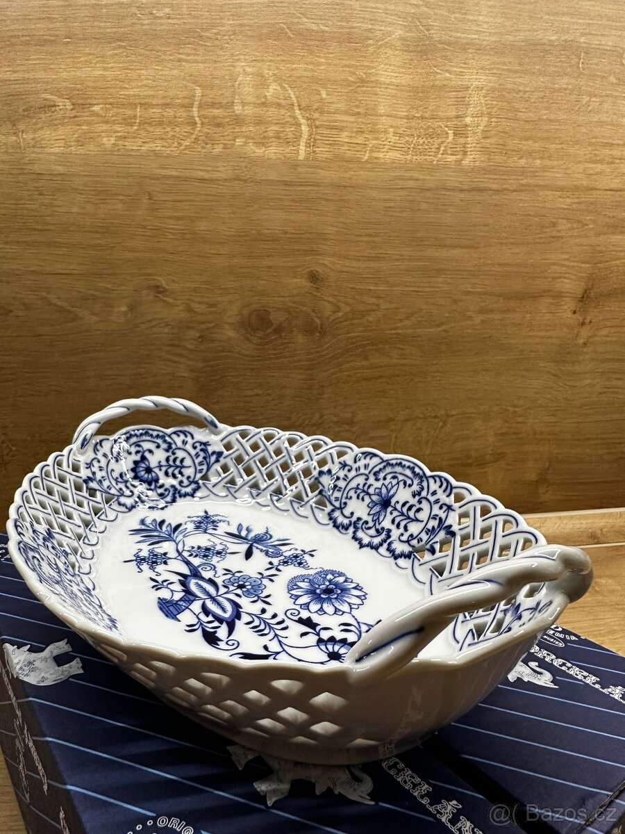 Košík prolamovaný 28cm, Cibulak, originál porcelán Dubí - 6