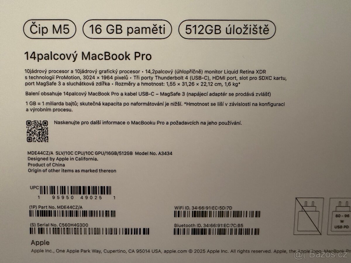 Macbook Pro 14 M5 16/512. Stav noveho. 23 mesice zaruka - 6