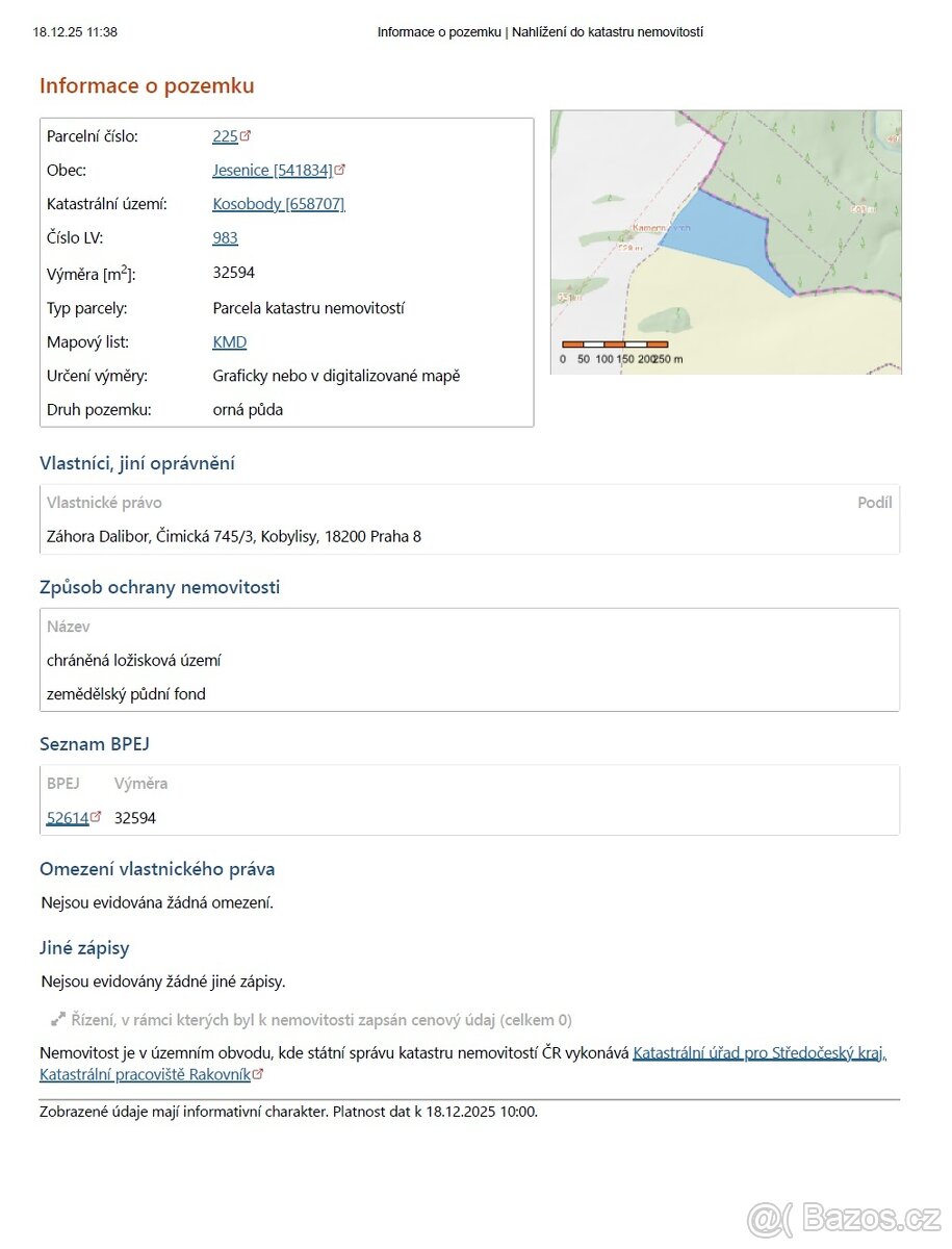 Kosobody - prodej pozemků 48 Kč/m2 - 6