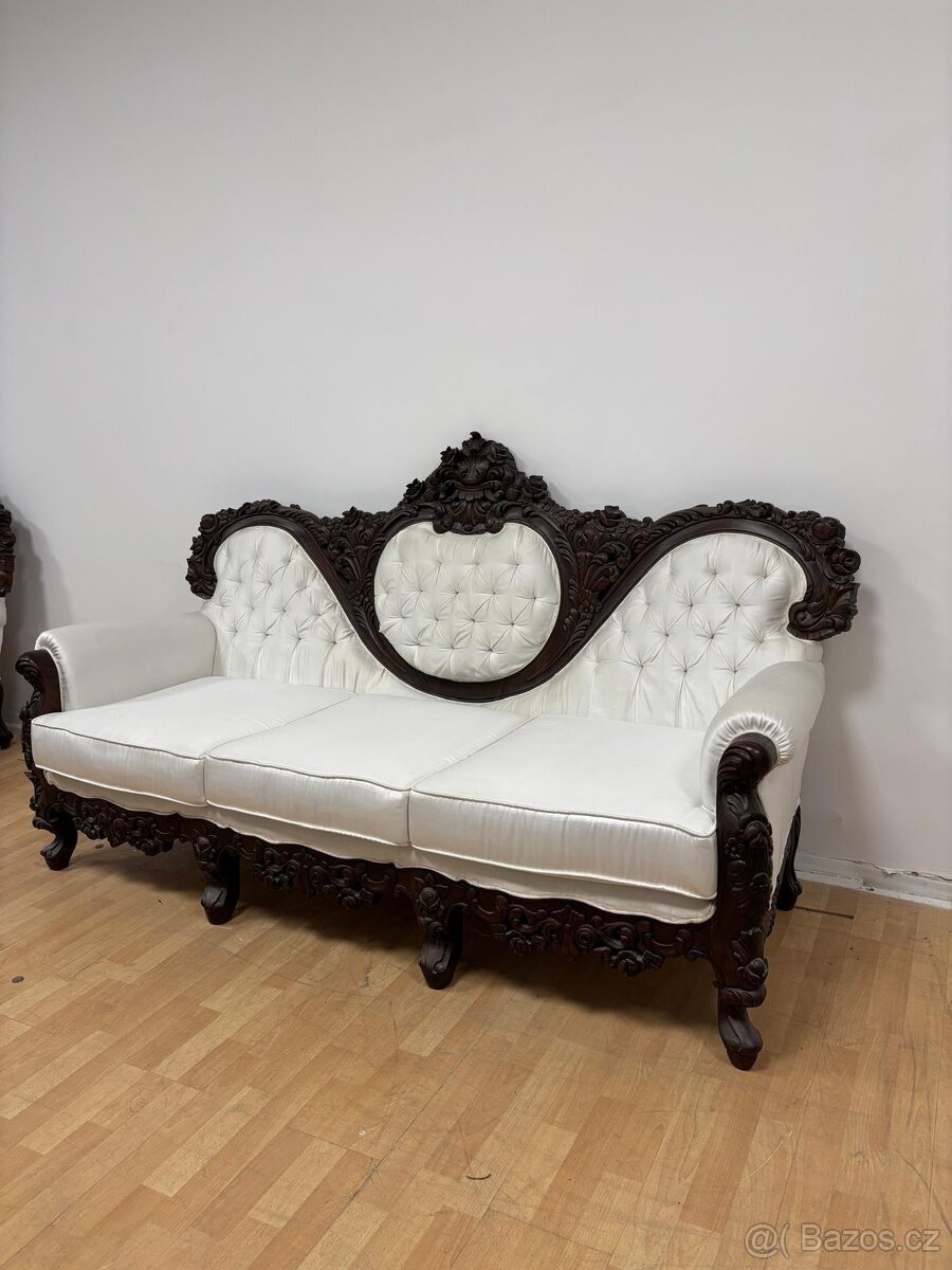 SEDAČKA V DREVENOM RÁME 3+1+1,NEROZŤAHOVACIA - 6