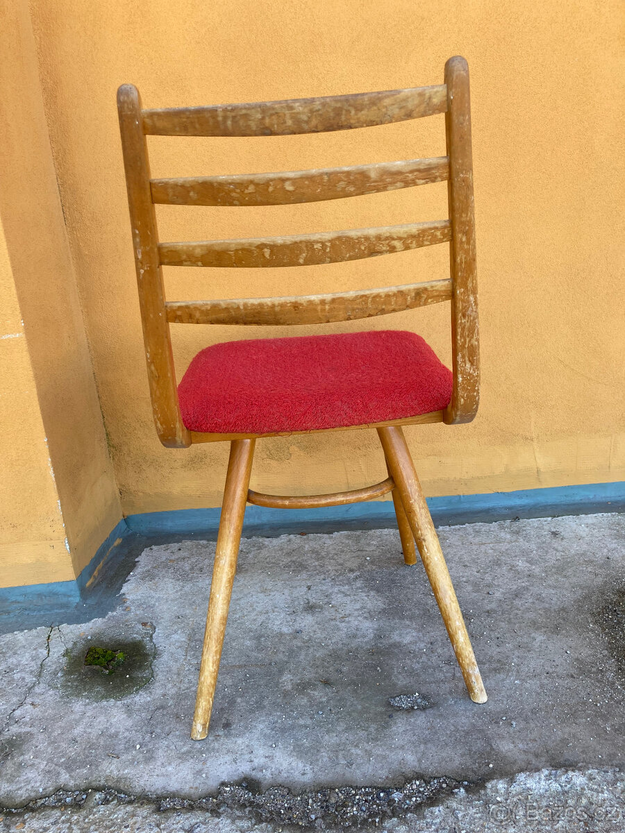Židle dřevěná ohýbaná čalouněná látkou RETRO 500 kč - 6