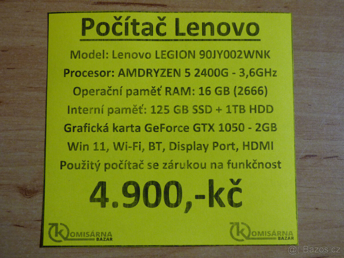 Počítač Lenovo LEGION Ryzen 5/16GB/GeForce 1050 - 6