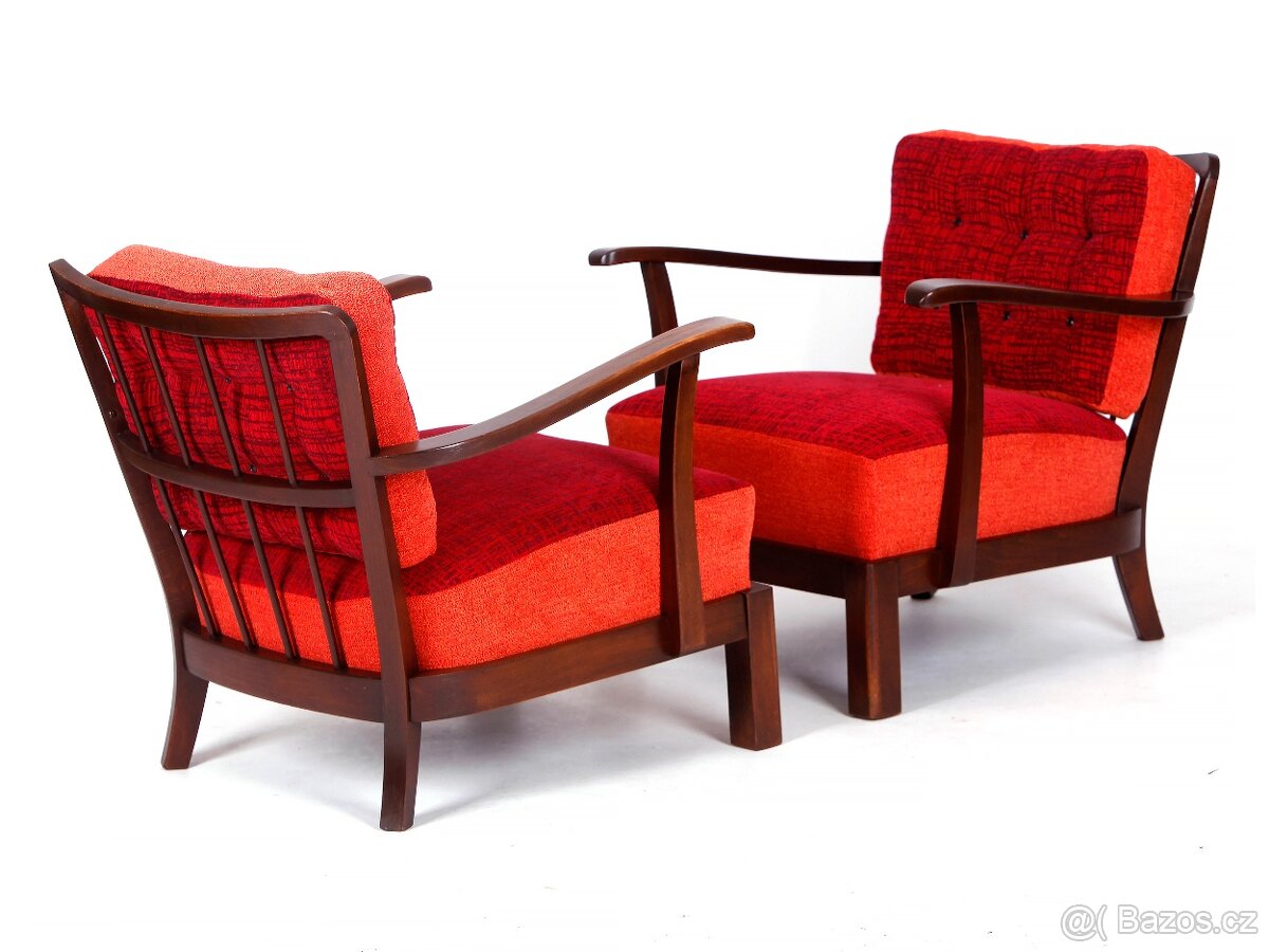 THONET, 2 parádní křesla po přečalounění. - 6