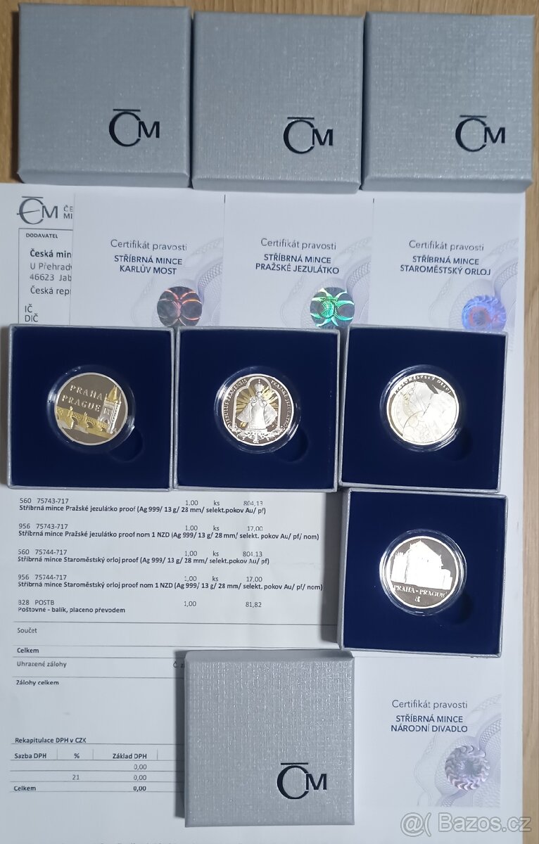 4ks stříbrné mince - Pražské motivy - 6
