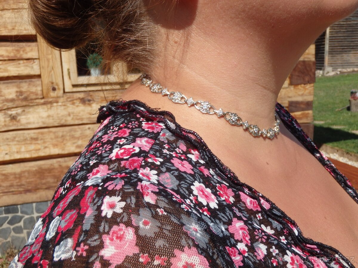 Zlatý diamantový starožitný náhrdelník. - 6