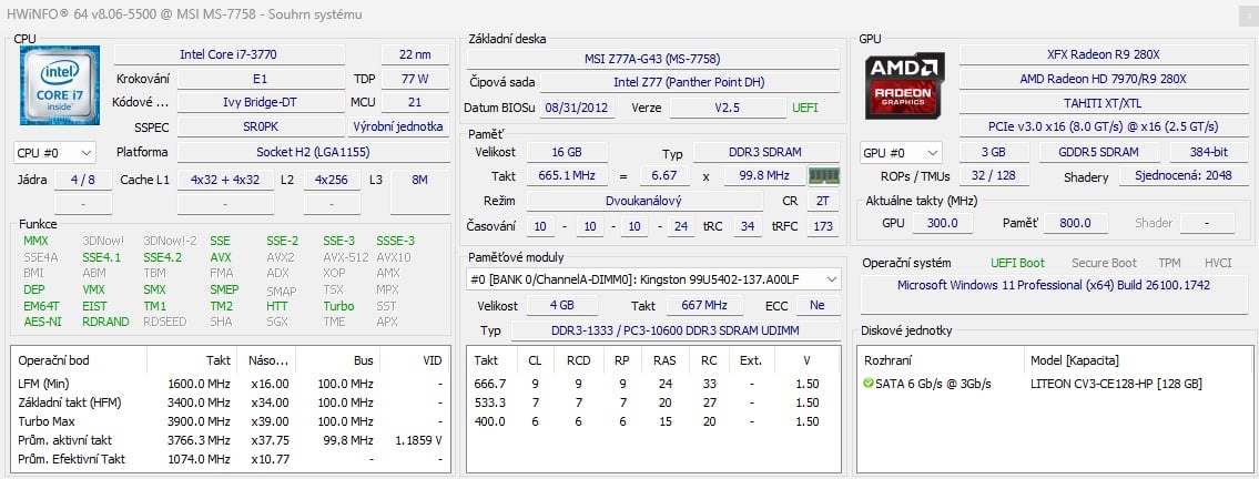 Herní PC i7-3770 / R9 280X / 16GB RAM / SSD+1TB - 6