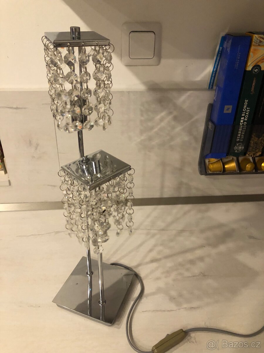 Krásná křišťálová stolní lampa a závěsná lampička - 6
