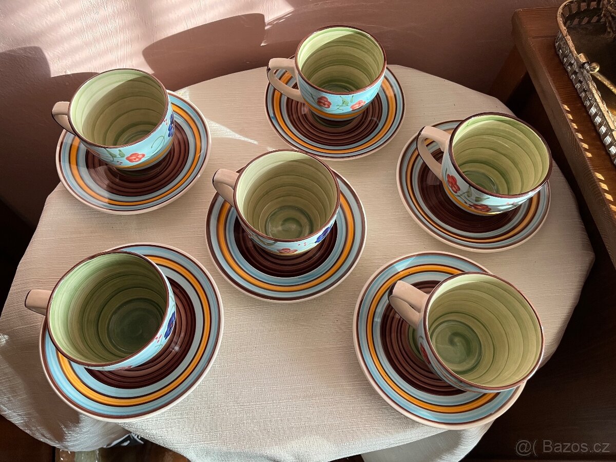 Kávová / čajová sada 6 ks hrníčků s podšálky NOVÁ - 6
