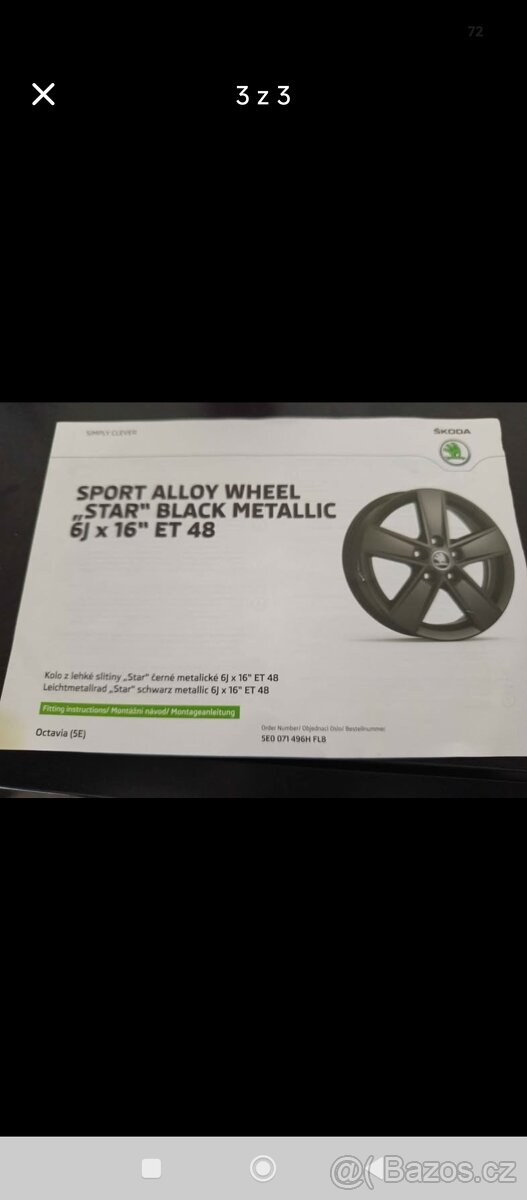 Prodám letní sadu kol 205/55 R16 Škoda - 6