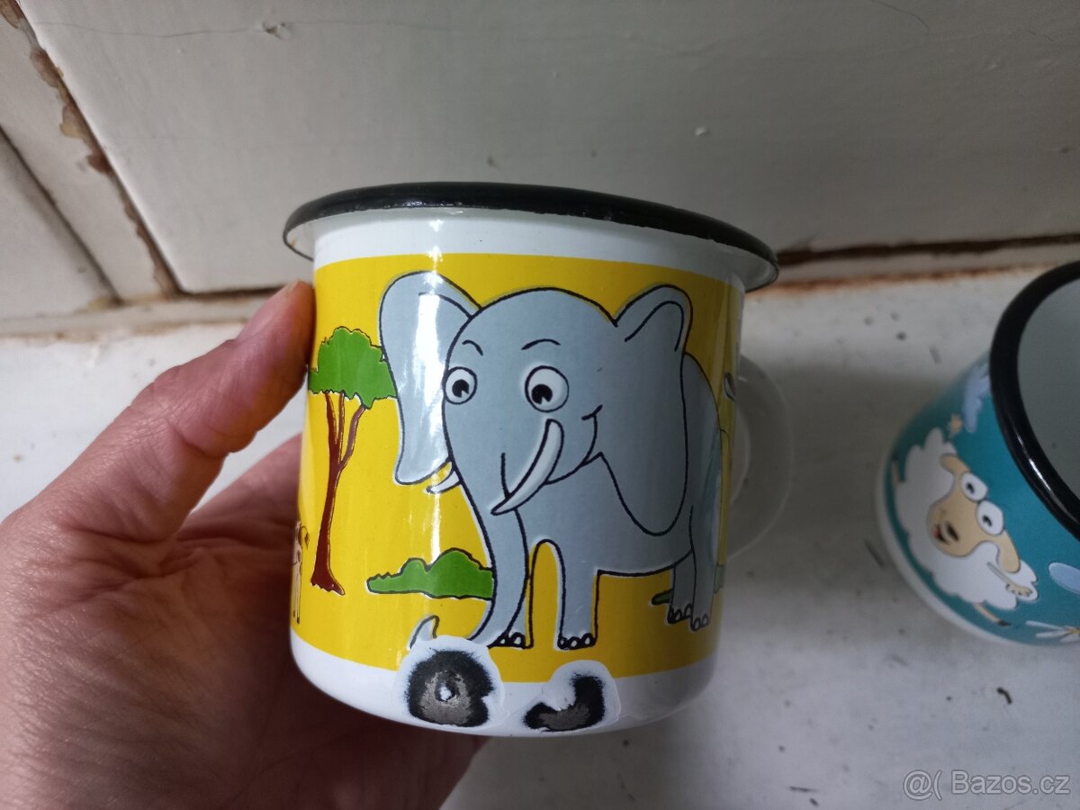 2x hrnek s puntíky +2x plecháček pro děti - 6