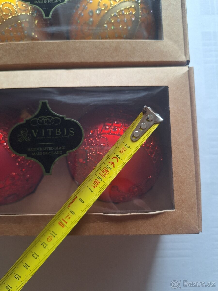 Zlaté a červené vánoční baňky VITBIS 4ks - 6