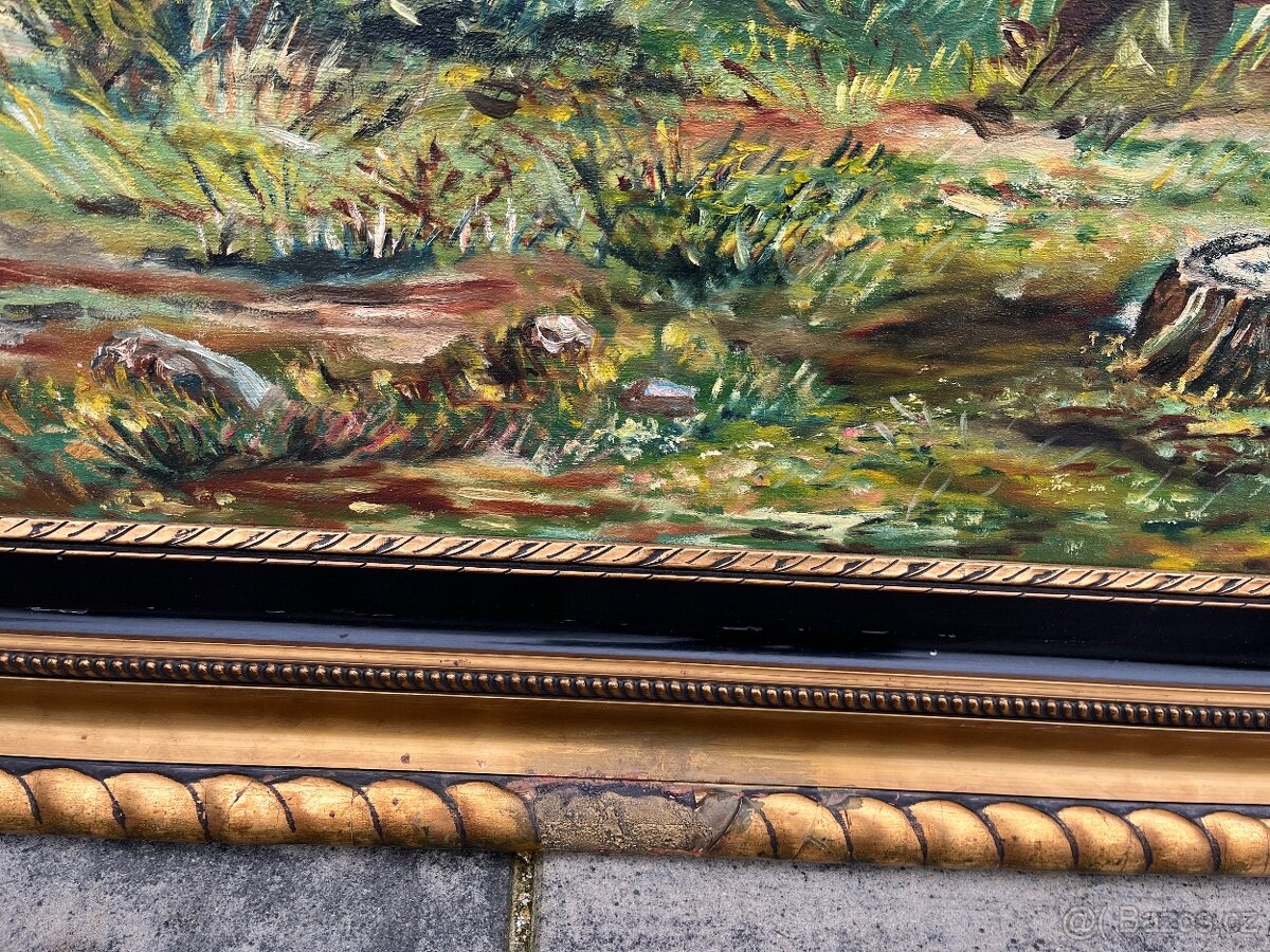 Velká olejomalba na plátně lesní zvěř - AKCE doprava - 6