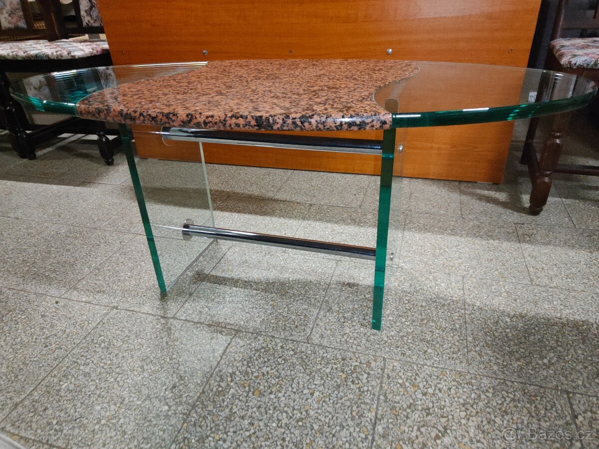 Stůl skleněný s mramorem - 6