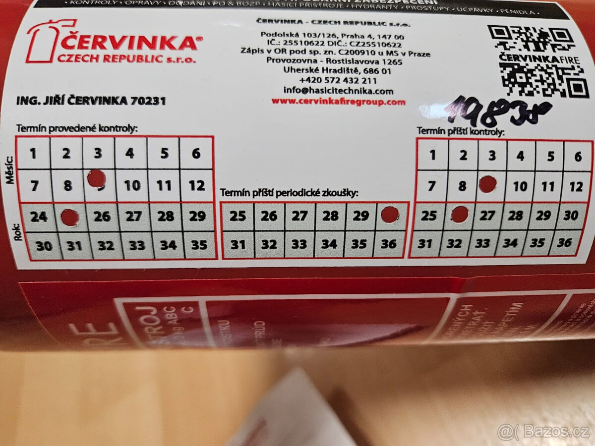 Práškový hasicí přístroj 2 kg P2 vč. revize - 6