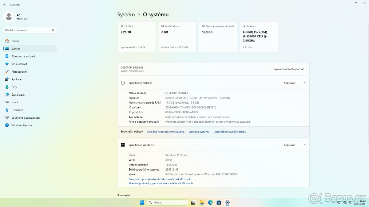 Herní PC - i7 10700F, RTX 3070, 16 GB RAM, záruka - 6