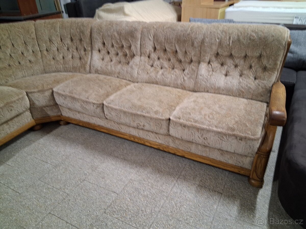 Sedací souprava rohová s křeslem rustikální - 6