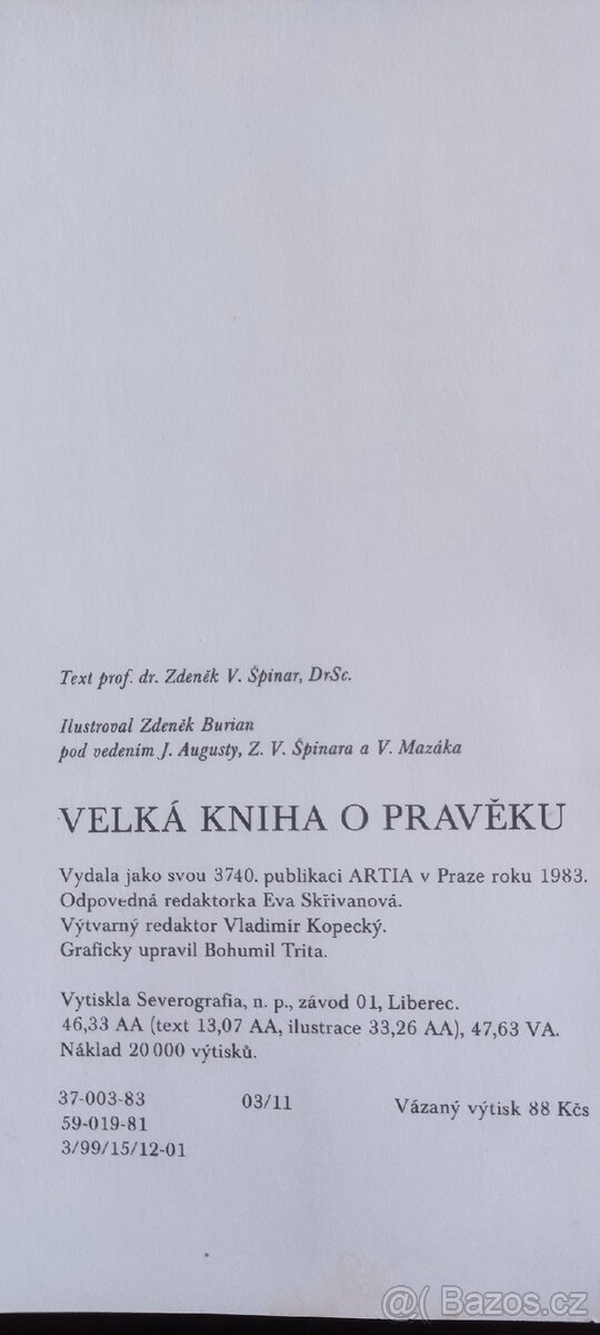 Velká kniha o pravěku. Autor: Zdeněk Vlastimil Špinar - 6